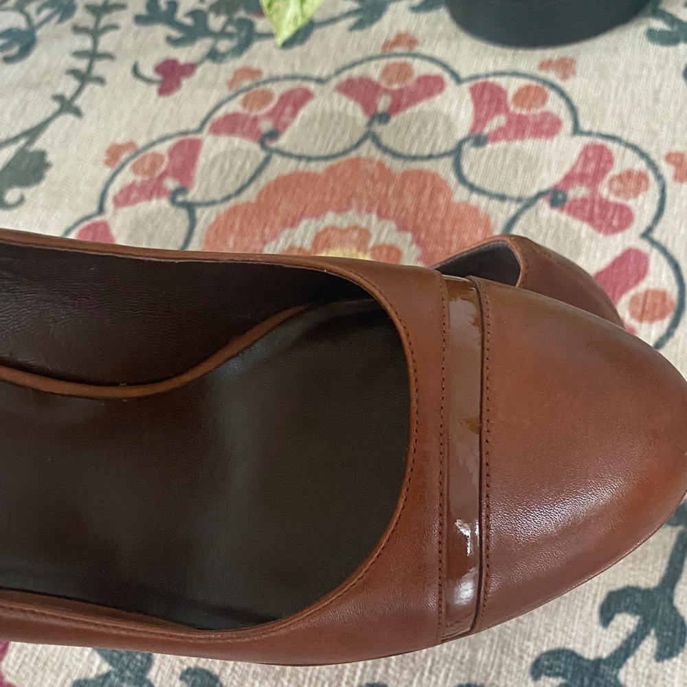 Cole Haan Women's Cognac Brown Leather Round-Toe Heels - Picture 8 of 12